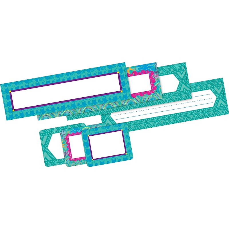 Barker Creek Self-adhesive Bohemian School Name Tags, 12" x 3.5", 81/Set (BC3989) image 1