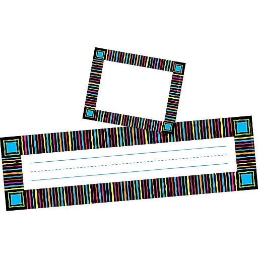 Barker Creek Neon Stripes Nametag & Name Plate Set, 81/Set (BC3970