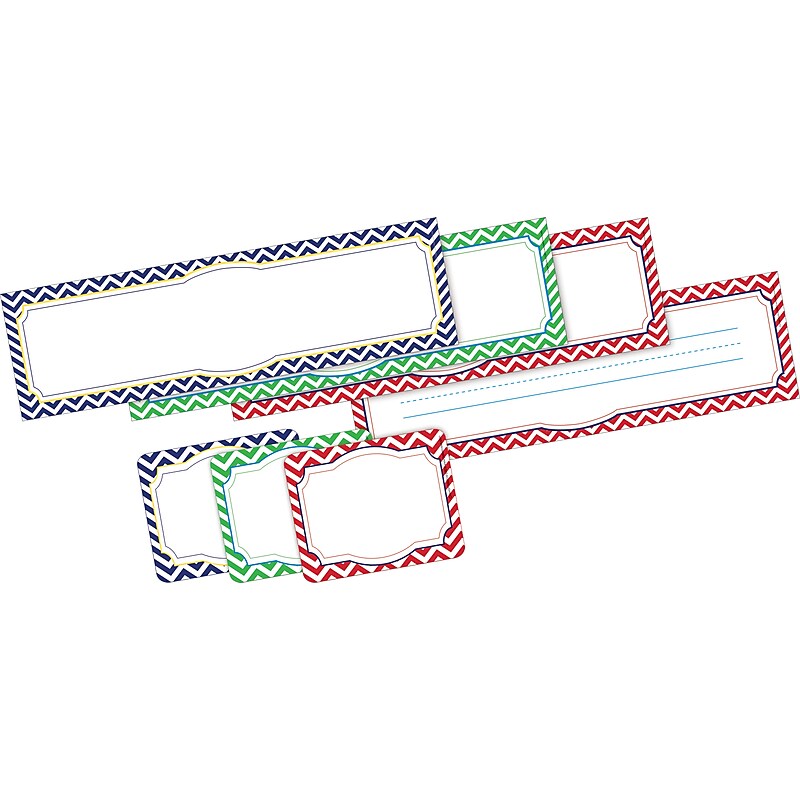 Barker Creek Self-adhesive Nautical Chevron School Name Tags, 12" x 3.5", 81/Set (BC3983) image 1