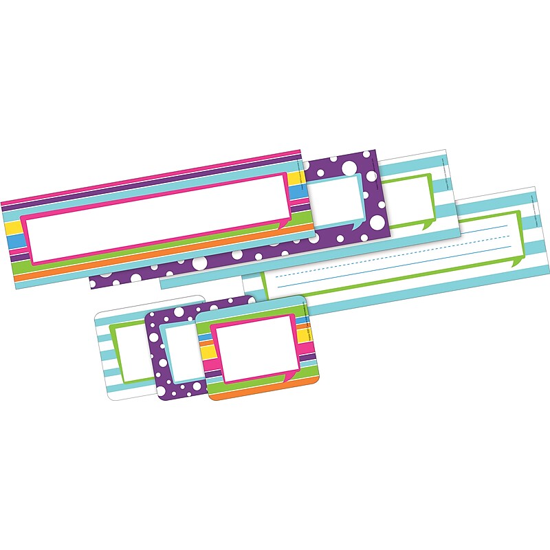 Barker Creek Self-adhesive Happy School Name Tags, 12" x 3.5", 81/Set (BC3987) image 1