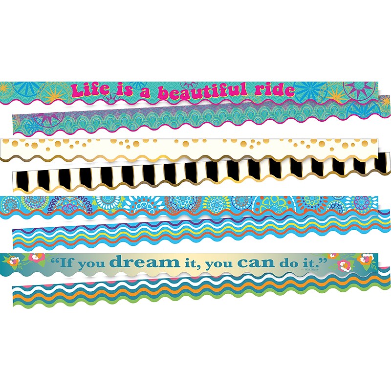 Barker Creek Double-Sided Scalloped Border Set, 36" x 2.25", Trending Designs, 4 designs, 52/Set (BC912) image 1
