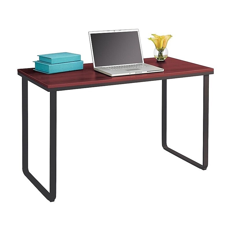 Safco 47" Metal/Laminate Workstation Desk, Cherry/Black (1943CYBL) image 1