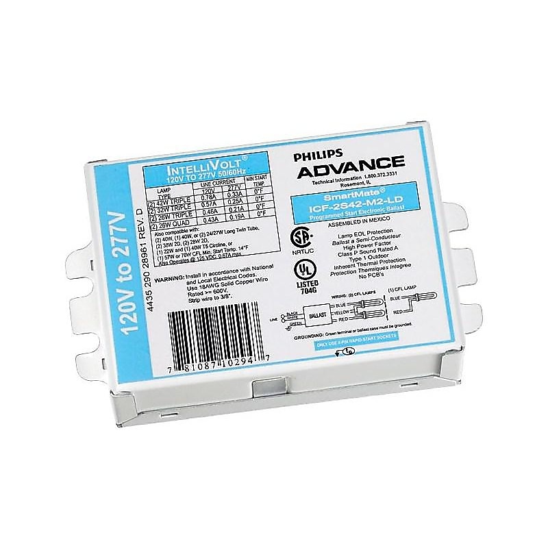Philips SmartMate Electronic Fluorescent Ballasts, 16/Carton (ICF2S42M2BS35M) image 1