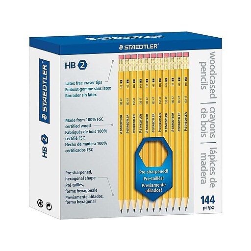 Staedtler Wooden Pencils, No. 2 Medium Lead, 144/Box (13247C144A) at