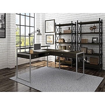 Whalen Asherton 60" W  L-Shaped Computer Desk, Fawn Aged Oak (SPUS-ASHD)
