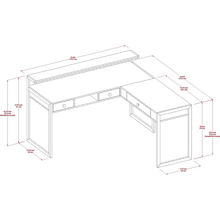 Whalen Asherton 60 W L Shaped Computer Desk Fawn Aged Oak SPUS ASHD Staples