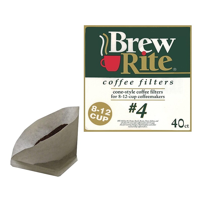 Brew Rite 12-Cup Paper Coffee Filter, Cone Shape, 40/Pack (ROC46041) image 1