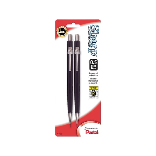 Pentel Sharp Mechanical Pencil, 0.5mm, #2 Medium Lead, 2/Pack