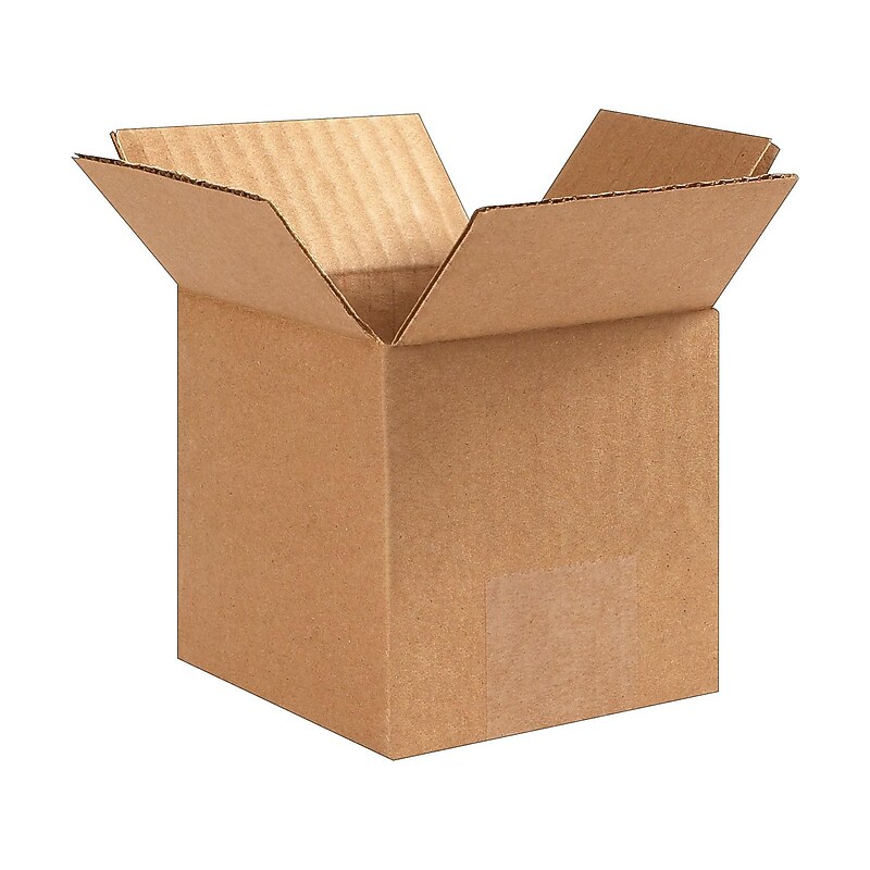 4" x 4" x 4" Standard Shipping Boxes, 32 ECT, Kraft, 25/Bundle (40404) image 1