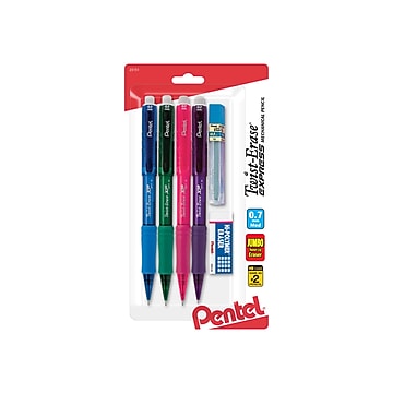 Pentel Twist-Erase EXPRESS Mechanical Pencil, 0.7mm, #2 Medium Lead, 4/Pack (QE417FLZBP4)