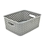 Simplify's Small Resin Wicker Storage Bin, Gray (25167-GREY)~#|#~sp4765039_sc7