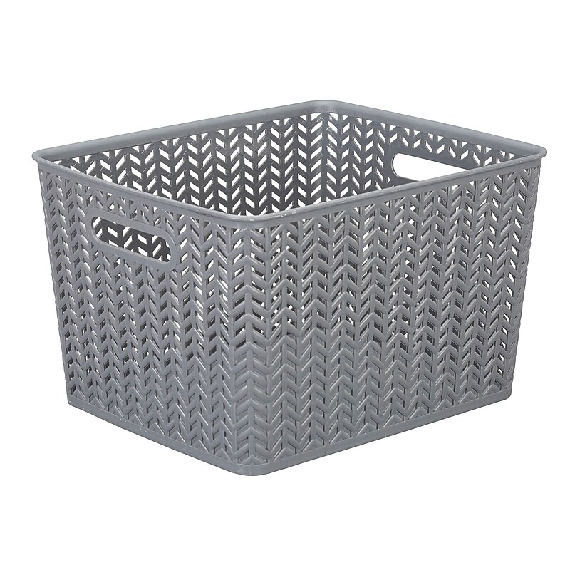 Simplify Large Herringbone Storage Bin, Grey (25175-GREY) image 1