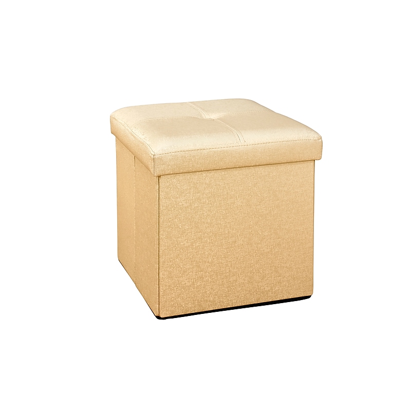 Simplify Faux Leather Folding Storage Ottoman Cube (F-0646-MET-GOLD) image 1