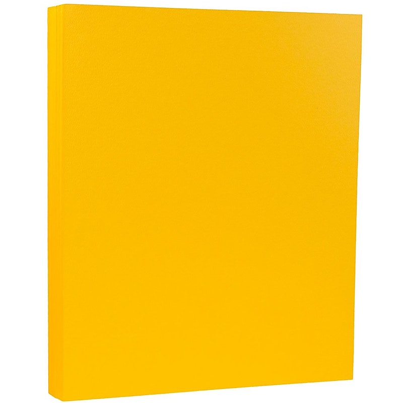 JAM Paper 100lb. Cardstock Paper,8.5" x 11", Sunflower Yellow, 250 Sheets/Ream (16729203B) image 1