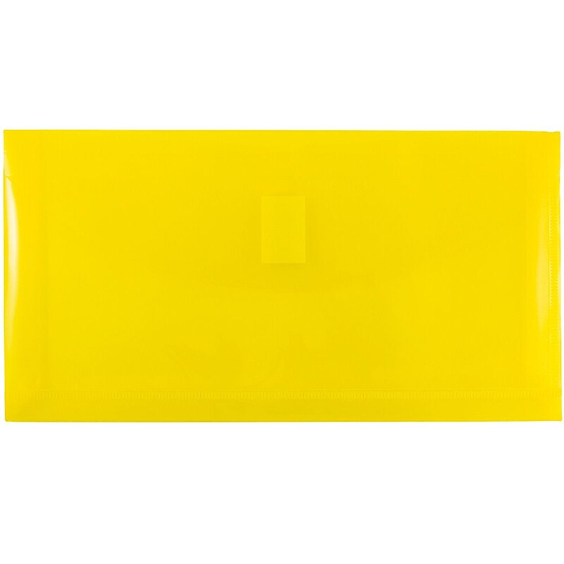 JAM Paper Standard Plastic Filing Envelope with Hook & Loop Closure, Letter, Yellow, 12/Pack (921V1YE) image 1