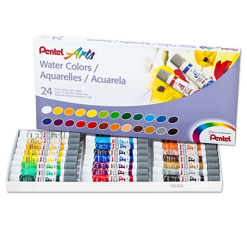 Pentel Arts Watercolor Paint, Assorted Colors, 24/Set (PENWFRS24) image 1