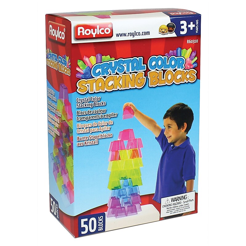 Roylco Crystal Color Stacking Blocks, Set of 50 (R-60310) image 1