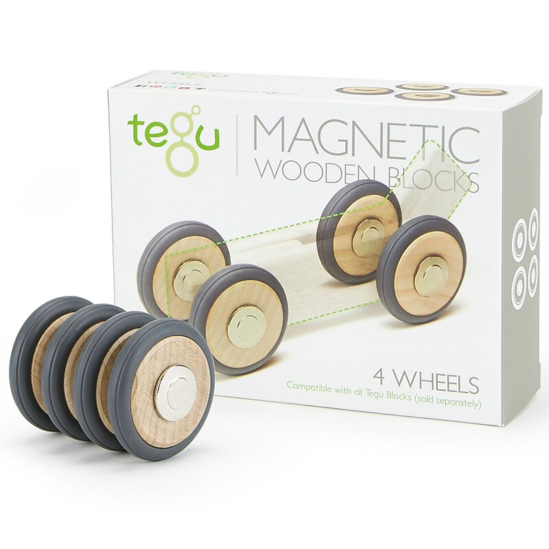 Tegu Magnetic Wooden Blocks, Wheels Accessory, 4-Pack (TEGM12059) image 1