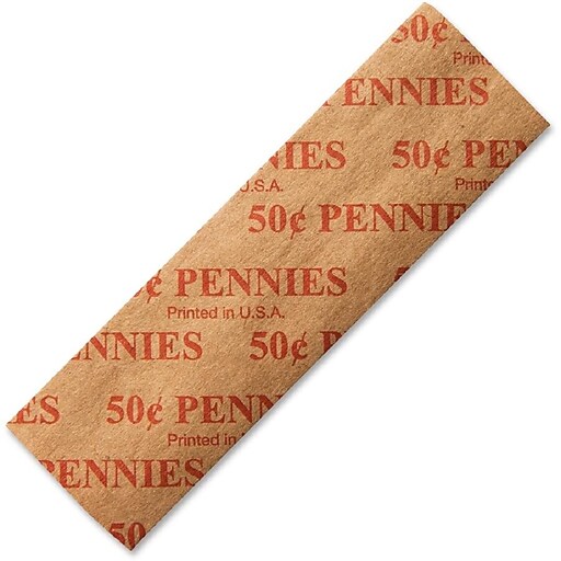Dunbar Security Products Flat Coin Wrappers, Penny, Red, 1000/Box