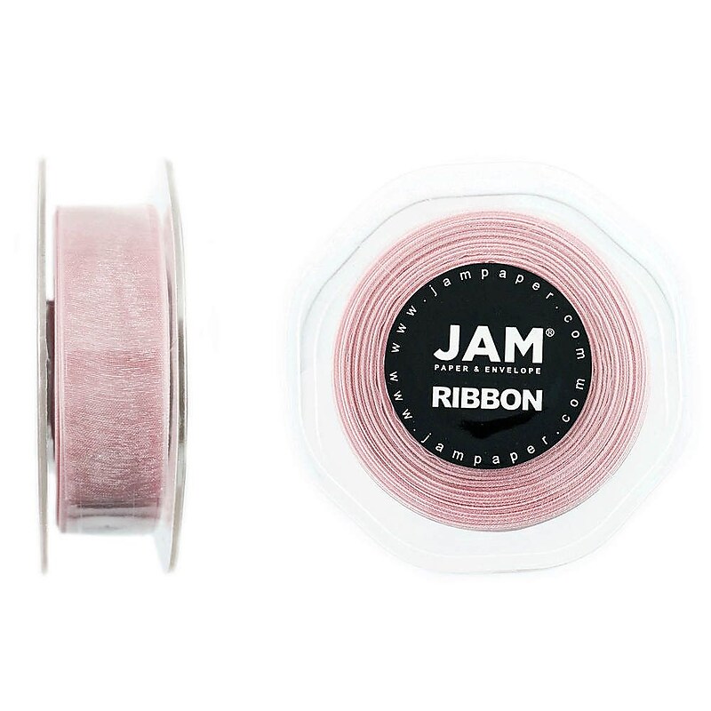 JAM Paper Sheer Organza Ribbon, Light Pink (807SHltpi25) image 1