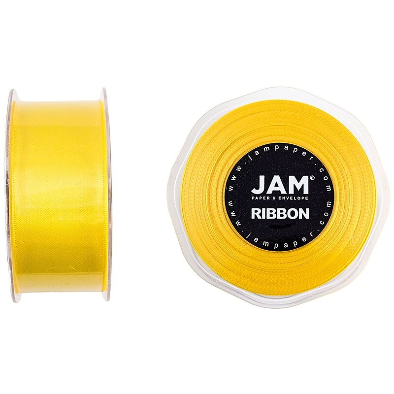 JAM Paper Double Faced Satin Ribbon, Yellow (808SAye25) image 1