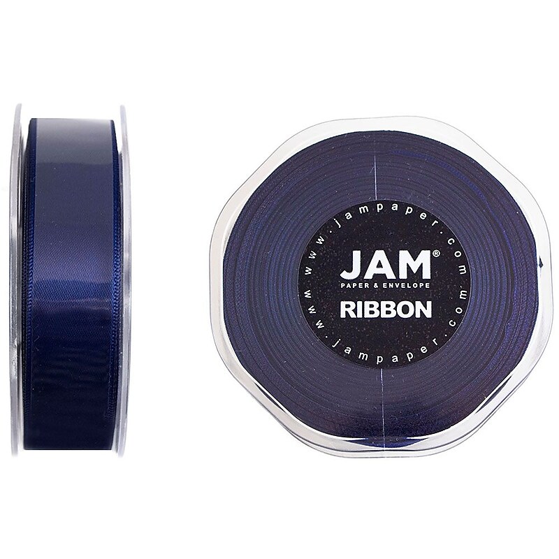 JAM Paper Double Faced Satin Ribbon, Navy Blue (807SAnav25) image 1