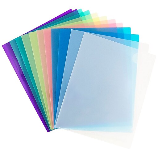 JAM Paper® Plastic Sleeves, 9 x 11.5, Assorted Colors, 12/pack
