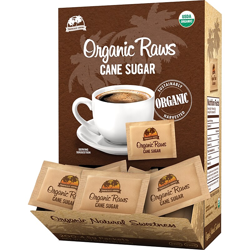 Tropically Grown Organic Raws Cane Sugar, 200/Box (83035) image 1