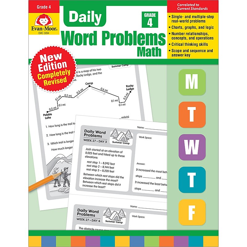 Daily Word Problems Math, Grade 4, Paperback (9781629388588) image 1