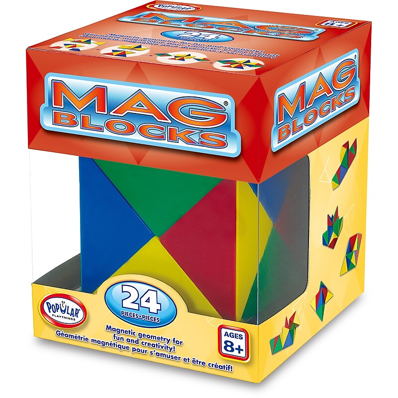 Popular Playthings Tri-Mags Magnetic Puzzle Toy, 24 Pieces (PPY415) image 1