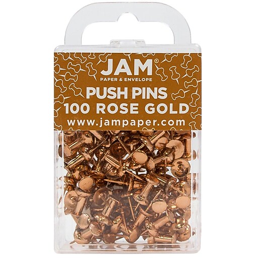 JAM Paper® Push Pins, Rose Gold Pushpins, 100/pack (22432063) at Staples