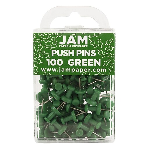 Shop Staples for JAM Paper® Push Pins, Green Pushpins, 100/pack (2242954)
