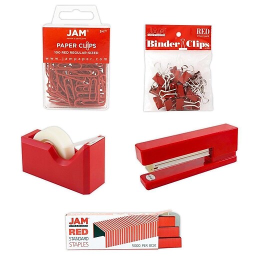 Shop Staples for JAM Paper® Office Starter Desk Kit, Red, 5/pack (338756re)