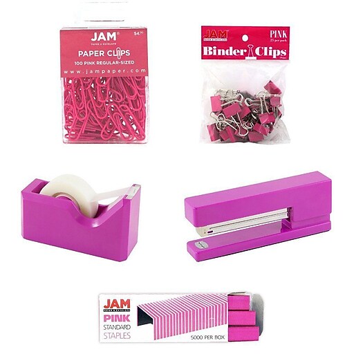 Jam Paper Office Starter Desk Kit Pink 5 Pack pi At Staples
