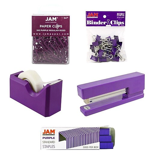 Purple Stapler, Purple Staples, and Purple Tape Dispenser Set