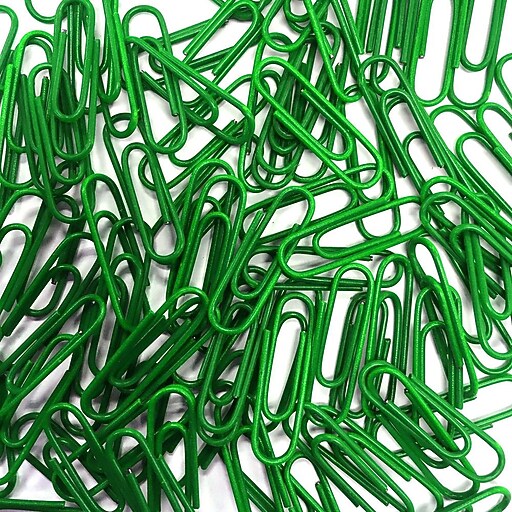 JAM Paper® Bulk Paper Clips, Small 1 Inch, Standard Paperclips, Green
