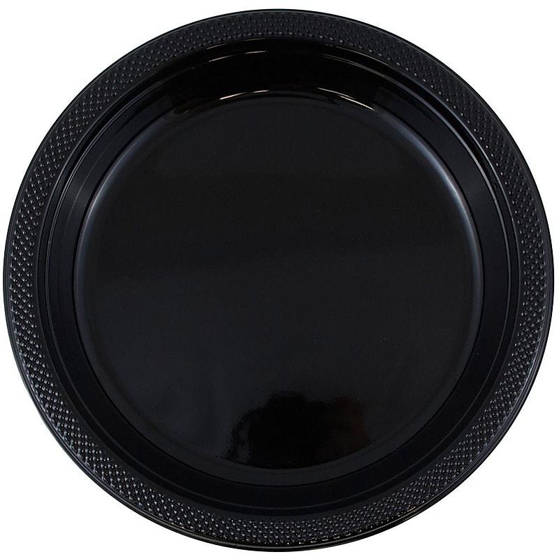 JAM Paper 9" Plastic Plates, Black, 200/Box (9255320673b) image 1