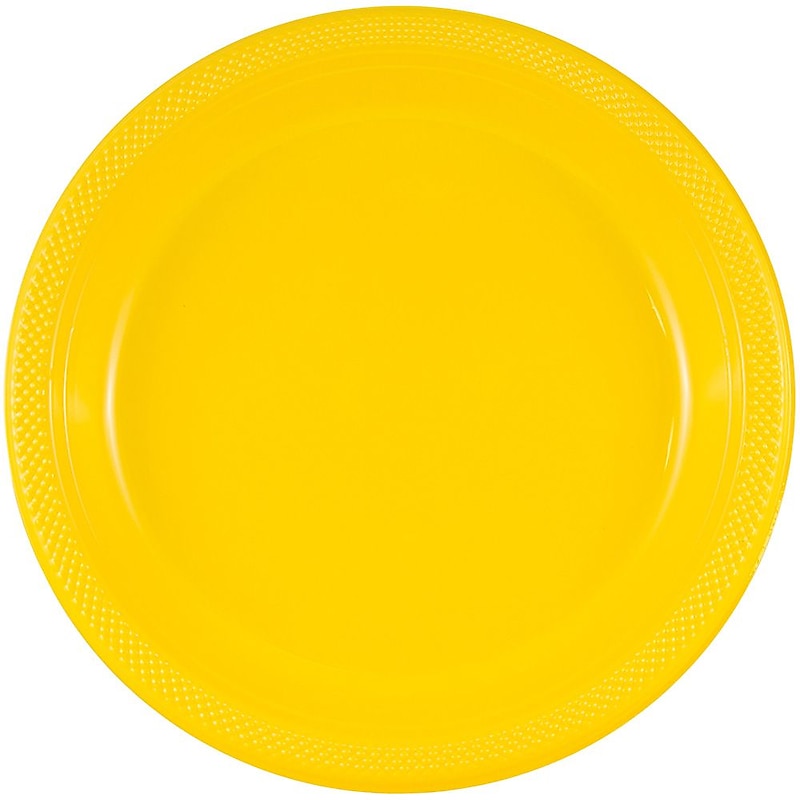 JAM Paper 9" Plastic Plates, Yellow, 200 Plates/Box (255321941B) image 1
