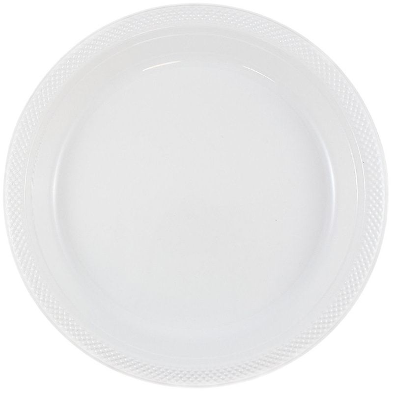 JAM Paper 9" Plastic Plates, White, 200 Plates/Box (9255320691B) image 1