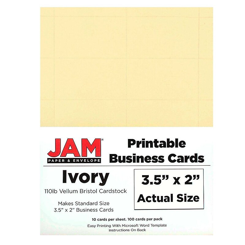 JAM Paper® Printable Business Cards, 3 1/2 x 2, Ivory Vellum, 100/Pack (22130976) image 1