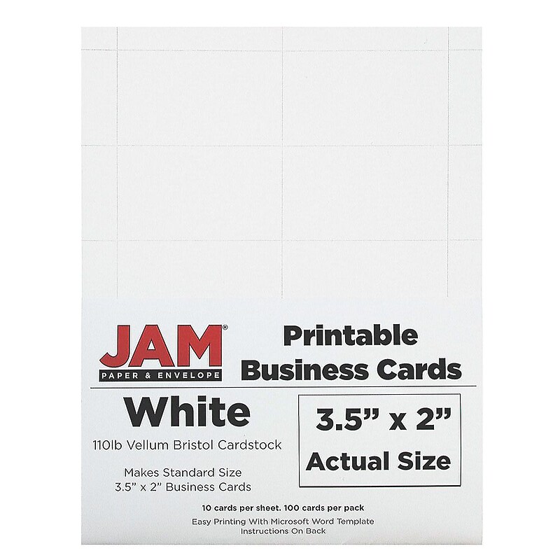 JAM Paper® Printable Business Cards, 3 1/2 x 2, White Vellum, 100/Pack (22130975) image 1
