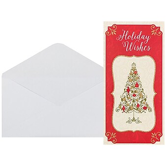 JAM Paper® Christmas Money Cards Set, Holiday Wishes Tree, 6/Pack (95231614)