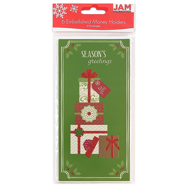 JAM Paper® Christmas Money Cards Set, Seasons Greetings Gifts, 6/Pack (95231613) image 1
