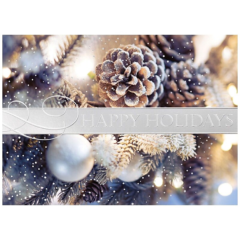 JAM Paper® Blank Christmas Cards Set, Holiday Greens, 25/Pack (526M1145WB) image 1