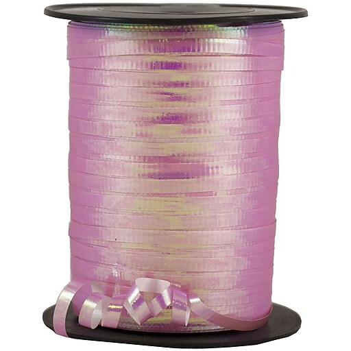 JAM Paper® Curling Ribbon, 3/8 Inch Wide x 250 Yards, Metallic Pink