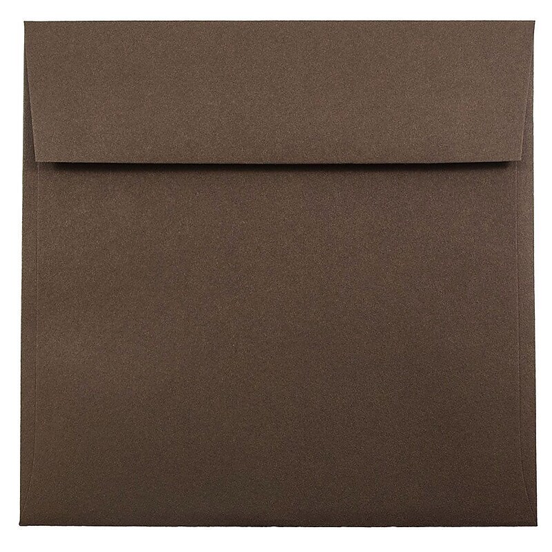 JAM Paper 7.5 x 7.5 Square Invitation Envelopes, Chocolate Brown Recycled, 25/Pack (227912749) image 1