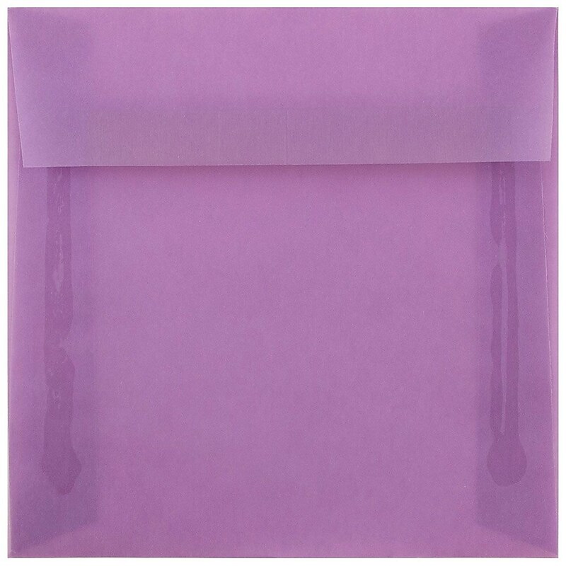 JAM Paper 6.5 x 6.5 Square Translucent Vellum Invitation Envelopes, Lilac Purple, 25/Pack (241332378) image 1
