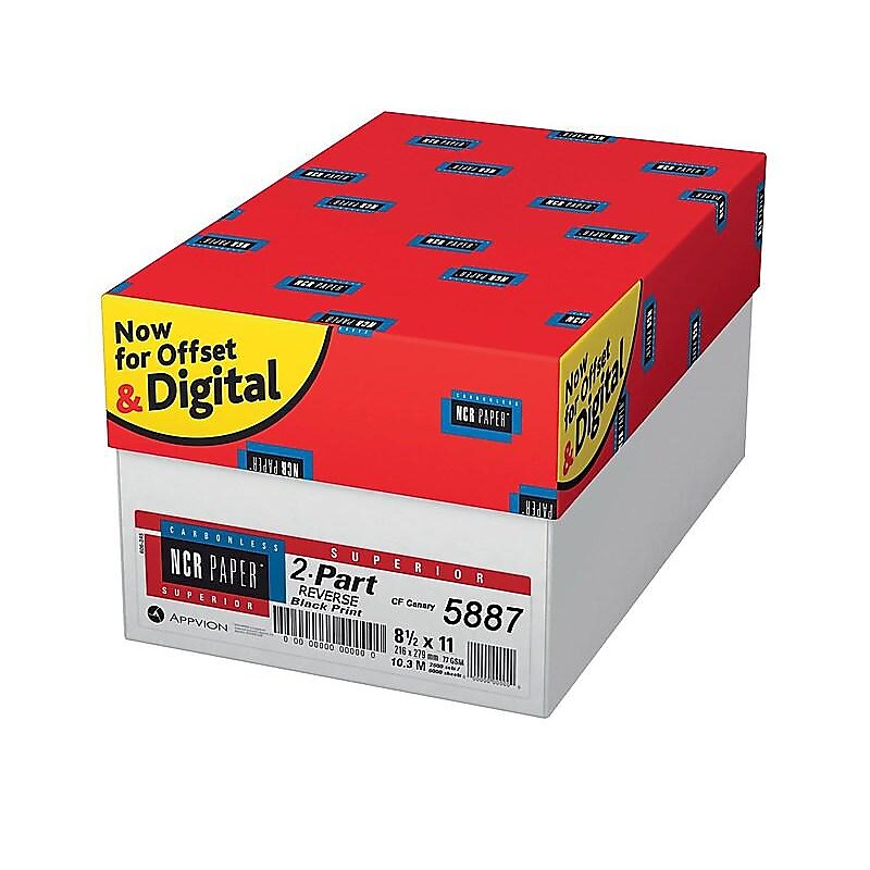 NCR Paper Superior 8.5" x 11" Carbonless Paper, 20 lbs, 92 Brightness, 500/Ream, 10 Reams/Carton (5887NCASE) image 1