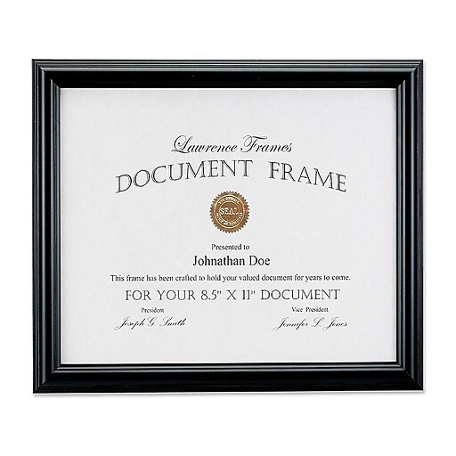 Lawrence Frames 8.5" x 11" Wood Certificate Frame, Black (185081) Staples
