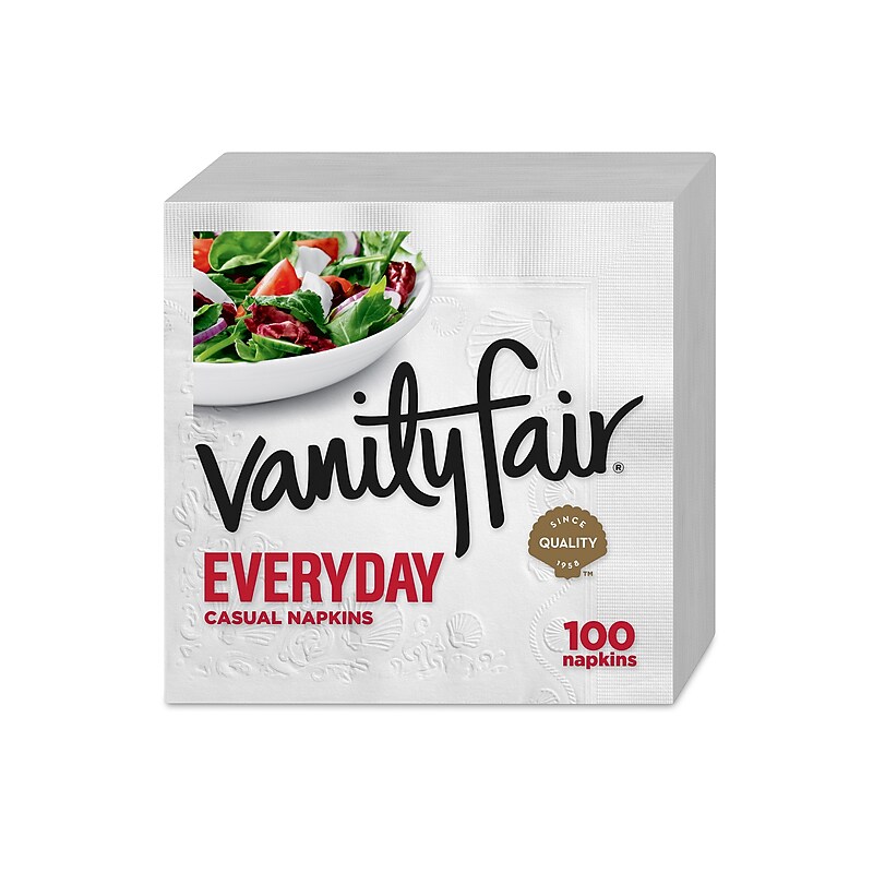 Vanity Fair Everyday Luncheon Napkins, 2-Ply, White, 100/Pack (35501) image 1